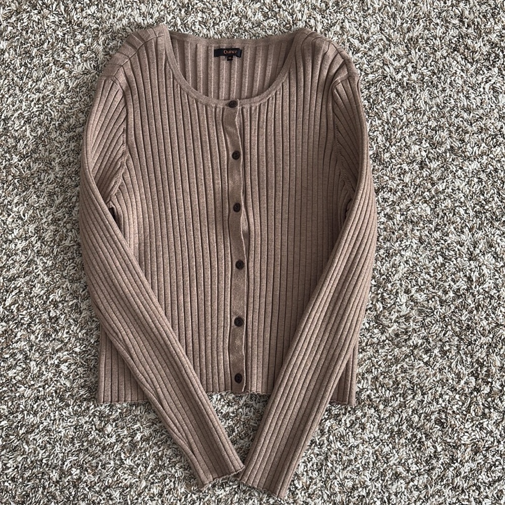 Quince Eco-Knit Cropped Rib Cardigan